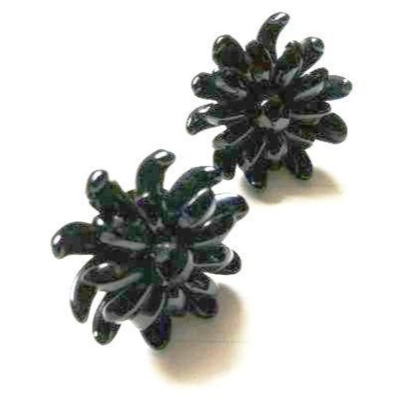 Vintage Jewelry from Germany Black Clip on Earrings Screw Back - Picture 1 of 4